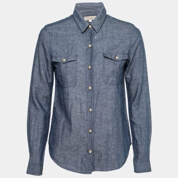 Pre Owned Burberry Blue Denim Pocketed Button Front Shirt M