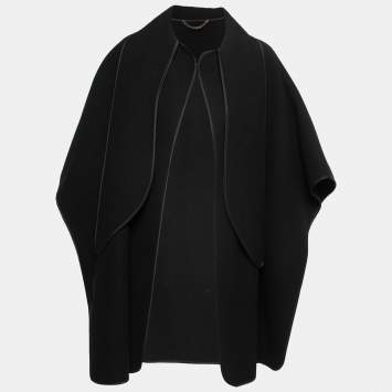 Pre Owned Burberry Vintage Black Felt Wool Cape XS