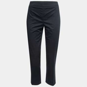 Pre Owned Burberry Black Cotton Cropped Trousers M