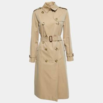 Pre Owned Burberry Beige Gabardine Belted Trench Coat S