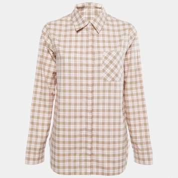 Pre Owned Burberry Pink Checked Cotton Button Front Shirt M