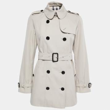 Pre Owned Burberry Stone Beige Gabardine Short Trench Coat S