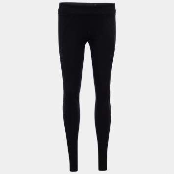 Pre Owned Burberry Black Knit Zip Detail Leggings XS