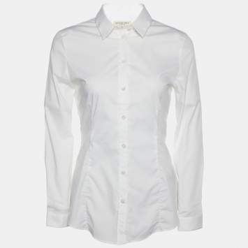 Pre Owned Burberry White Cotton Button Front Shirt S