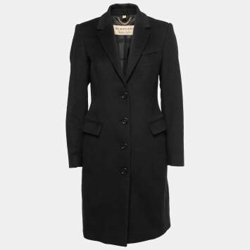 Pre Owned Burberry Black Wool Single-Breasted Coat M