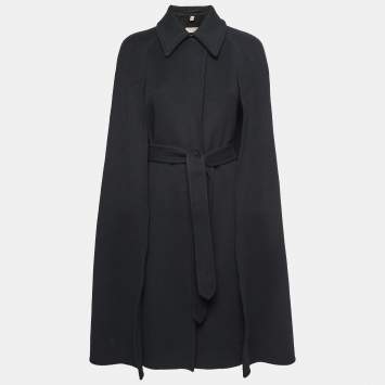 Pre Owned Burberry Black Cashmere Cape Coat XS