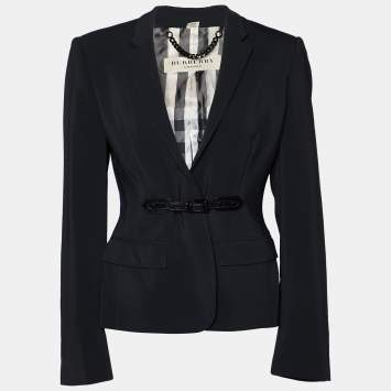 Pre Owned Burberry Black Crepe Buckle Front Blazer S