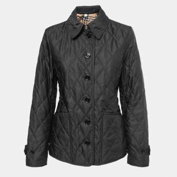 Pre Owned Burberry Black Synthetic Diamond Quilted Jacket M