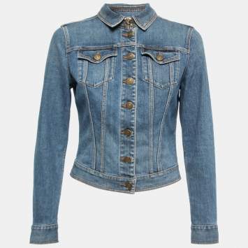 Pre Owned Burberry Blue Washed Denim Button Front Jacket S