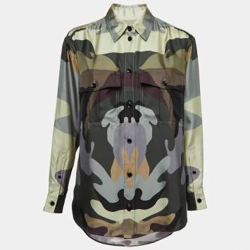 Pre Owned Burberry Multicolor Printed Silk Long Sleeve Shirt XS