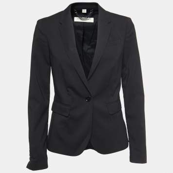 Pre Owned Burberry Black Wool Single Breasted Blazer S