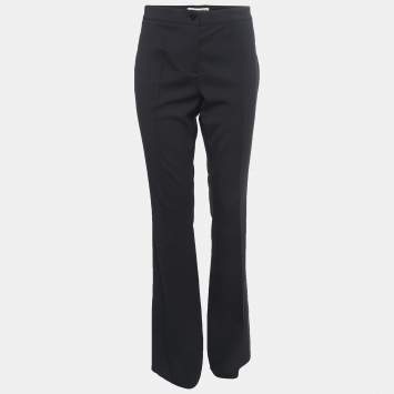 Pre Owned Burberry Black Wool Flared Trousers S