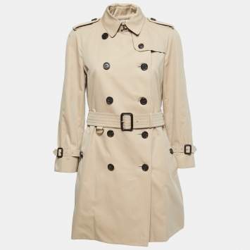 Pre Owned Burberry Beige Gabardine Belted Mid-Length Trench Coat M