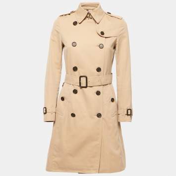 Pre Owned Burberry Beige Cotton Belted Trench Coat XS
