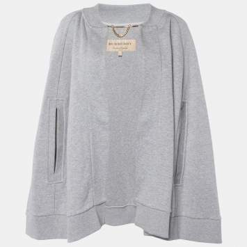 Pre Owned Burberry Grey Cotton Knit Cape Jacket L