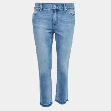 Pre Owned Burberry Blue Washed Denim Slim Crop Jeans S Waist 27"