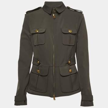 Pre Owned Burberry Military Green Nylon Zip Front Jacket M
