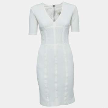 Pre Owned Burberry Off White Knit Flared Short Dress S
