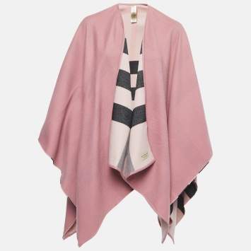 Pre Owned Burberry Pink Wool Poncho One Size