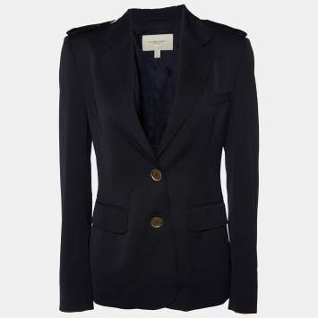 Pre Owned Burberry Black Wool Single Breasted Jacket S