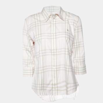 Pre Owned Burberry Light Pink Nova Check Cotton Button Front Shirt L