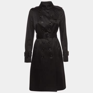 Pre Owned Burberry Black Cotton Double Breasted Trench Coat S