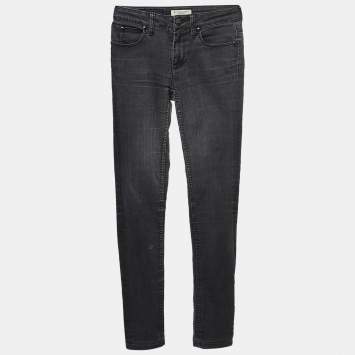 Pre Owned Burberry London Charcoal Grey Denim Skinny Jeans S Waist 25"
