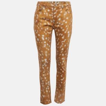 Pre Owned Burberry Brown Printed Denim Jeans M Waist 30"