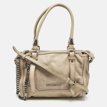 Pre Owned Burberry Grey Leather Ashmore Tote
