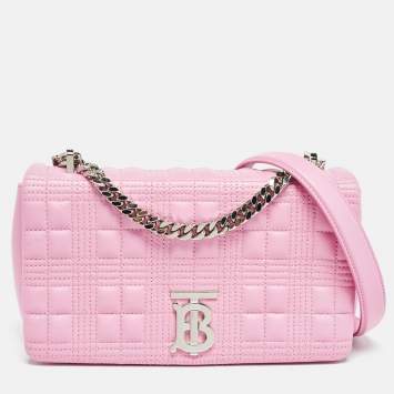 Pre Owned Burberry Pink Quilted Leather Small Lola Chain Shoulder Bag