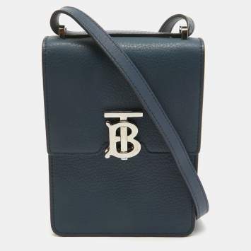 Pre Owned Burberry Blue Leather Robin Crossbody Bag