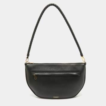 Pre Owned Burberry Black Leather Large Olympia Shoulder Bag