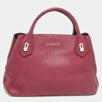 Pre Owned Burberry Burgundy Leather Medium Milton Satchel