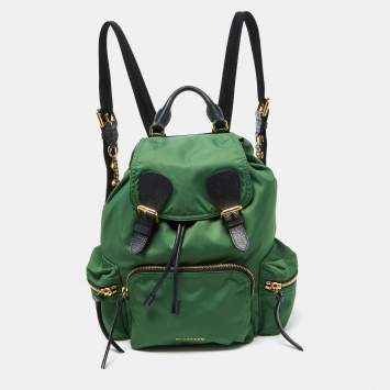 Pre Owned Burberry Bright Green Nylon Medium Rucksack Backpack