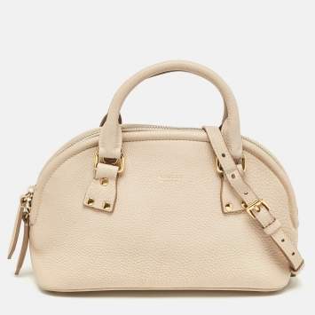 Pre Owned Burberry Beige Leather Bloomsbury Heritage Bag