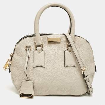 Pre Owned Burberry Grey Grain Leather Small Orchard Bowler Bag