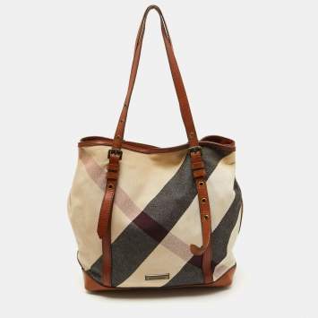 Burberry Brown Mega Check Canvas and Leather Orton Tote