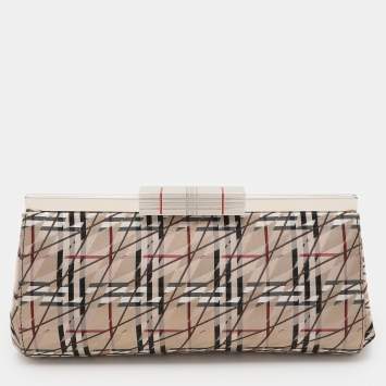 Pre Owned Burberry Multicolor Satin Frame Clutch