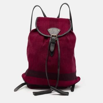 Pre Owned Burberry Magenta Mega Check Canvas Chiltern Backpack