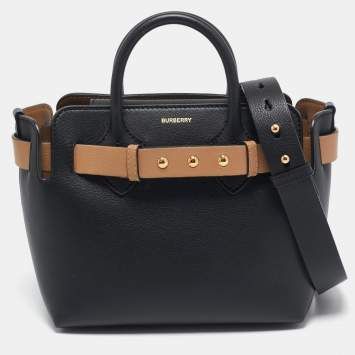 Pre Owned Burberry Black/Brown Leather Baby Belt Tote