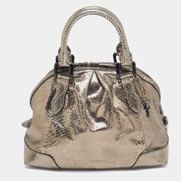 Pre Owned Burberry Metallic Python Limited Edition 23 Thornley Satchel