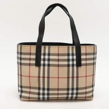 Pre Owned Burberry Beige House Check PVC Tote
