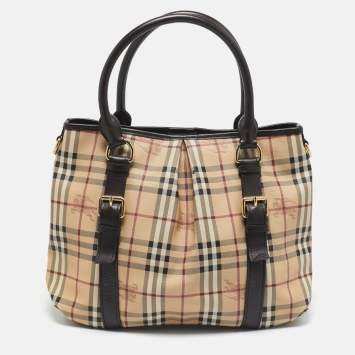 Burberry Beige/Brown Haymarket Check Coated Canvas and Leather Northfield Tote