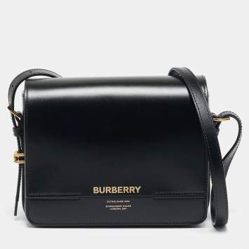 Pre Owned Burberry Black Smooth Leather Small Grace Crossbody Bag