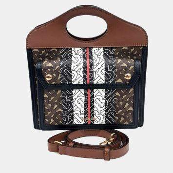 Pre Owned Burberry Brown PVC TB Monogram Pocket Mini Bag