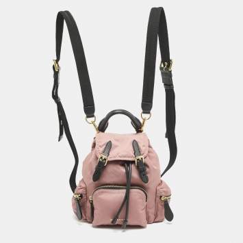 Pre Owned Burberry Mauve Pink Nylon Mini Drawstring Backpack