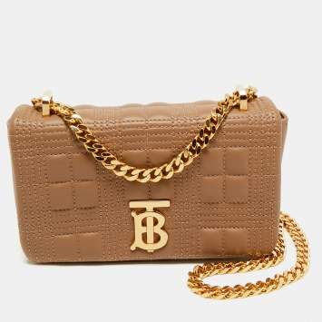 ショルダーバッグ・ポシェット BURBERRY LOLA CHAIN BAG Authentic Burberry TB Lambskin Quilted Lola Wallet On Chain