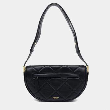 Pre Owned Burberry Black Leather Olympia bag