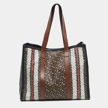 Pre Owned Burberry Multicolor Monogram Stripe E-Canvas Portrait Tote