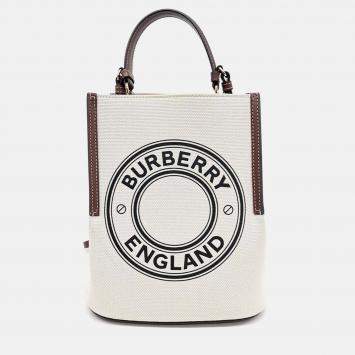 Pre Owned Burberry Beige Canvas Canvas Peggy Bucket Bag